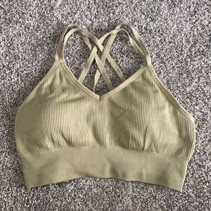 Aerie Sage Green Strappy Sports Bra